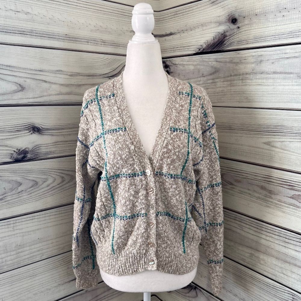 Robert Scott Vintage Linen & Cotton Button Down Cardigan Sweater